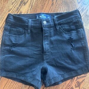 Hollister Women's Black Distressed Denim Shorts